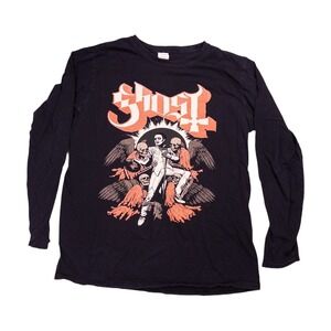 Ghost Band Long Sleeve Shirt Mens Medium Black Excellent Graphic Print Tee